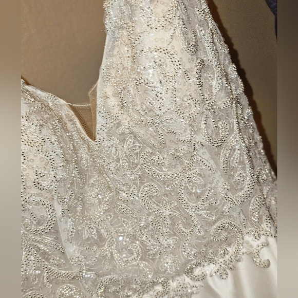 Size 14 beaded Aline wedding dress with pockets unaltered - Picture 10 of 16